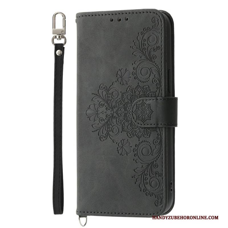 Lederhüllen Für Xiaomi Redmi Note 15 Pro Plus 5g Blumenmuster Mit Schulterriemen Und Riemen