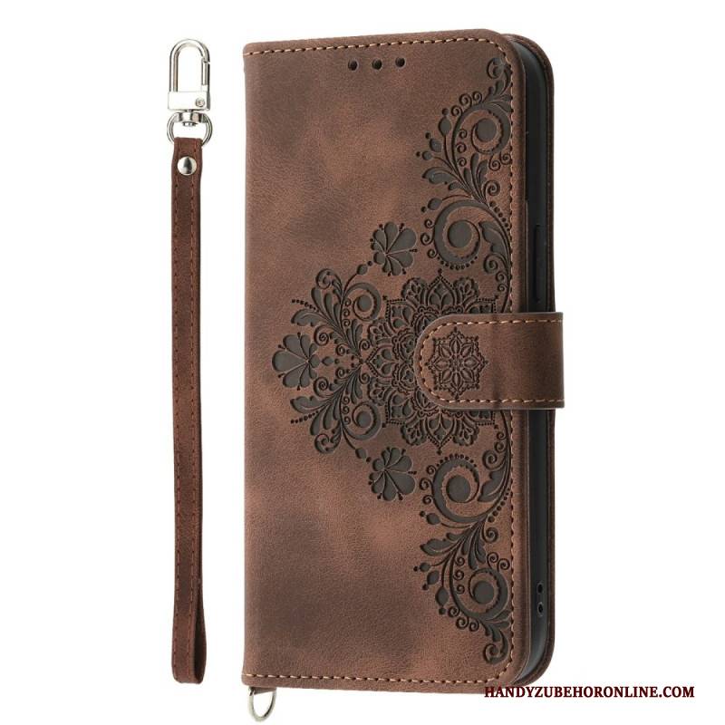 Lederhüllen Für Xiaomi Redmi Note 15 Pro Plus 5g Blumenmuster Mit Schulterriemen Und Riemen