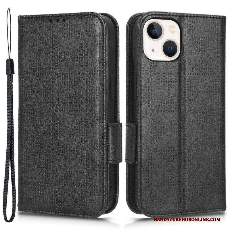 Lederhüllen Für iPhone 14 Plus Flip Case Doppelklappe Und Dreiecksmuster