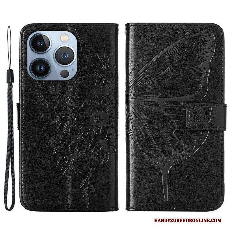 Lederhüllen Für iPhone 14 Plus Schmetterlingsdesign