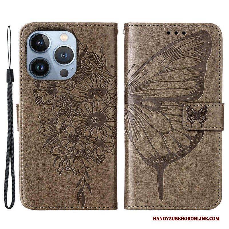 Lederhüllen Für iPhone 14 Plus Schmetterlingsdesign