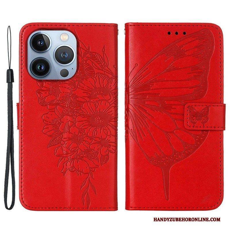 Lederhüllen Für iPhone 14 Plus Schmetterlingsdesign
