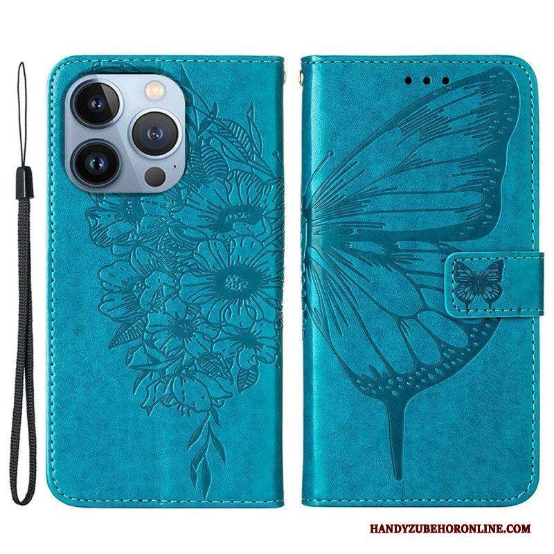 Lederhüllen Für iPhone 14 Plus Schmetterlingsdesign