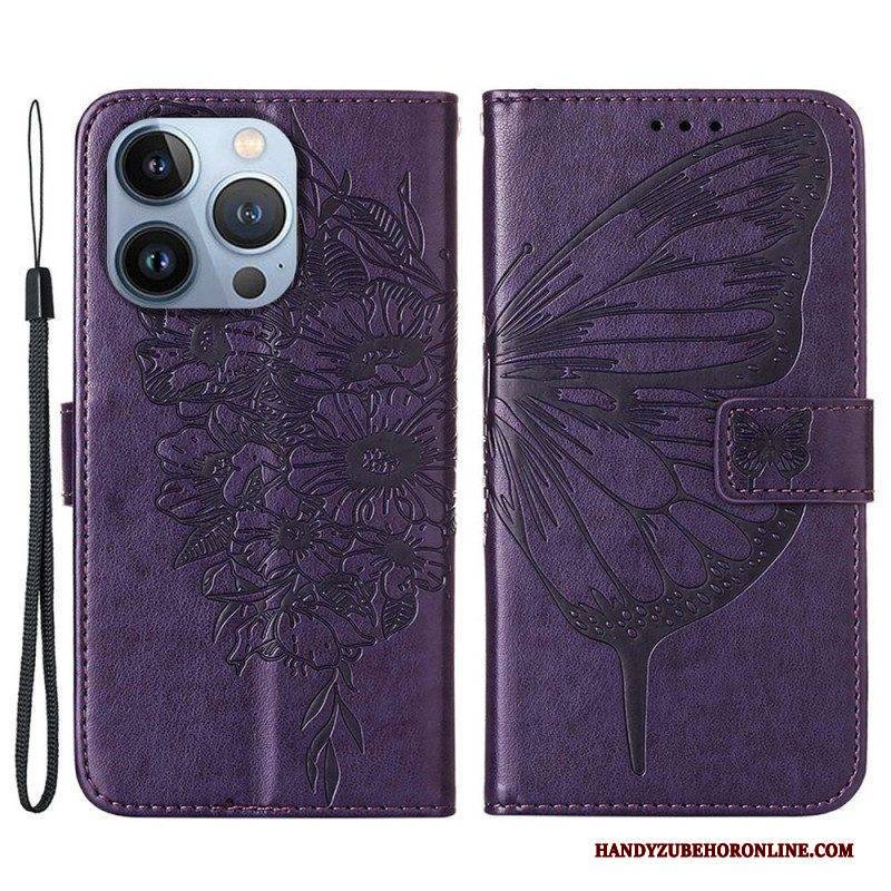 Lederhüllen Für iPhone 14 Plus Schmetterlingsdesign