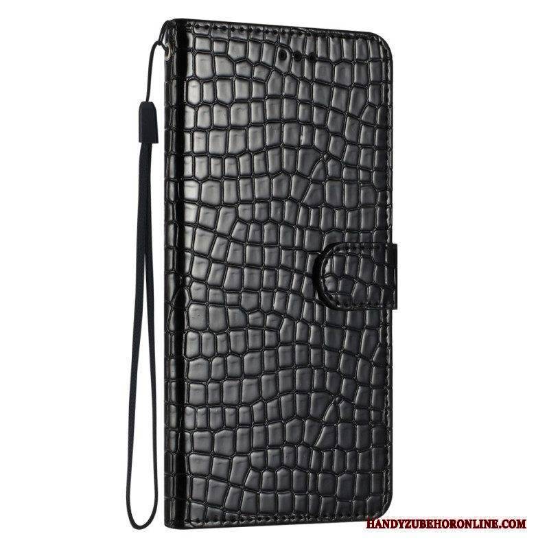 Lederhüllen Für iPhone 15 Plus Kroko-stil Mit Riemen