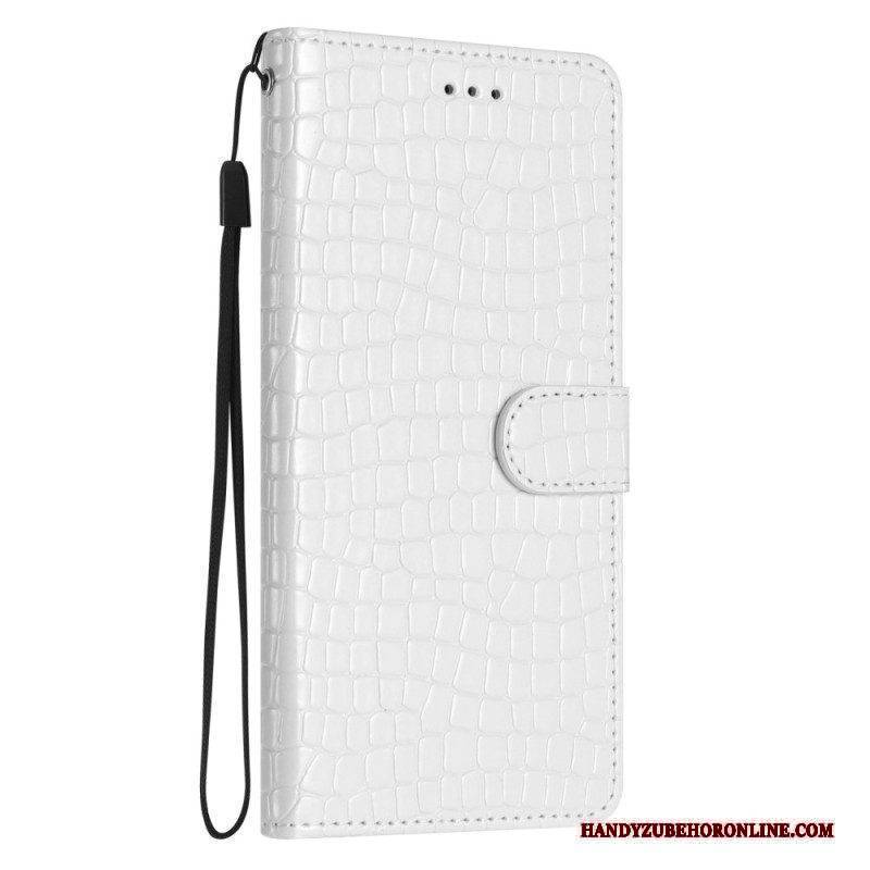 Lederhüllen Für iPhone 15 Plus Kroko-stil Mit Riemen
