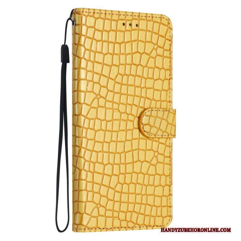 Lederhüllen Für iPhone 15 Plus Kroko-stil Mit Riemen