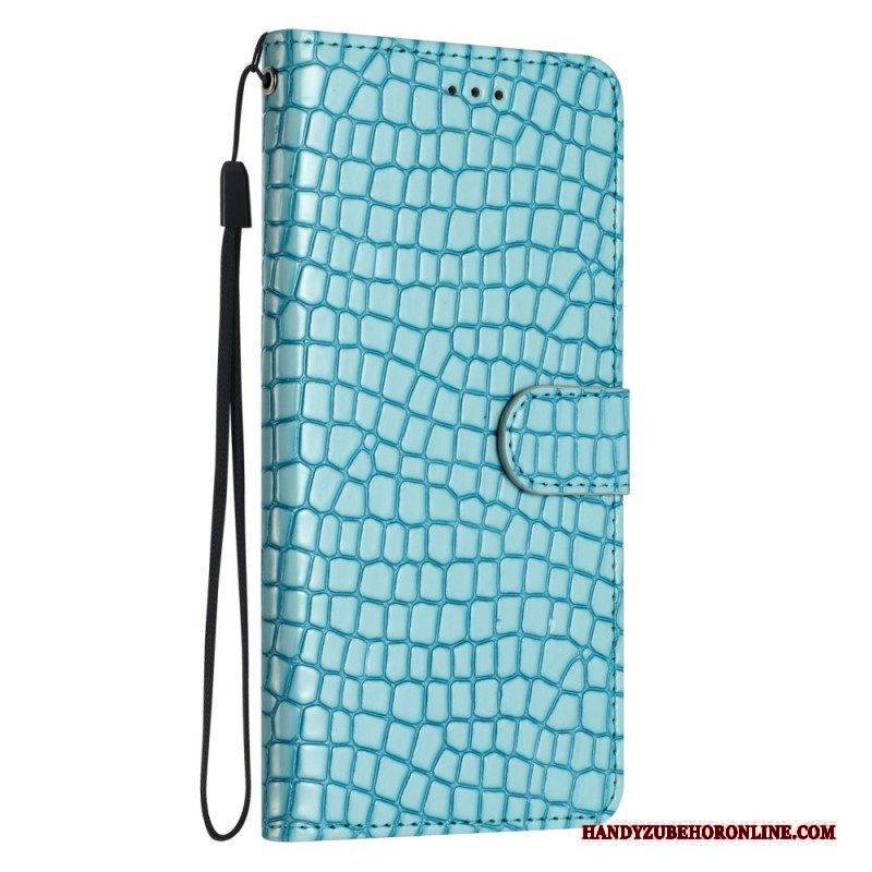 Lederhüllen Für iPhone 15 Plus Kroko-stil Mit Riemen