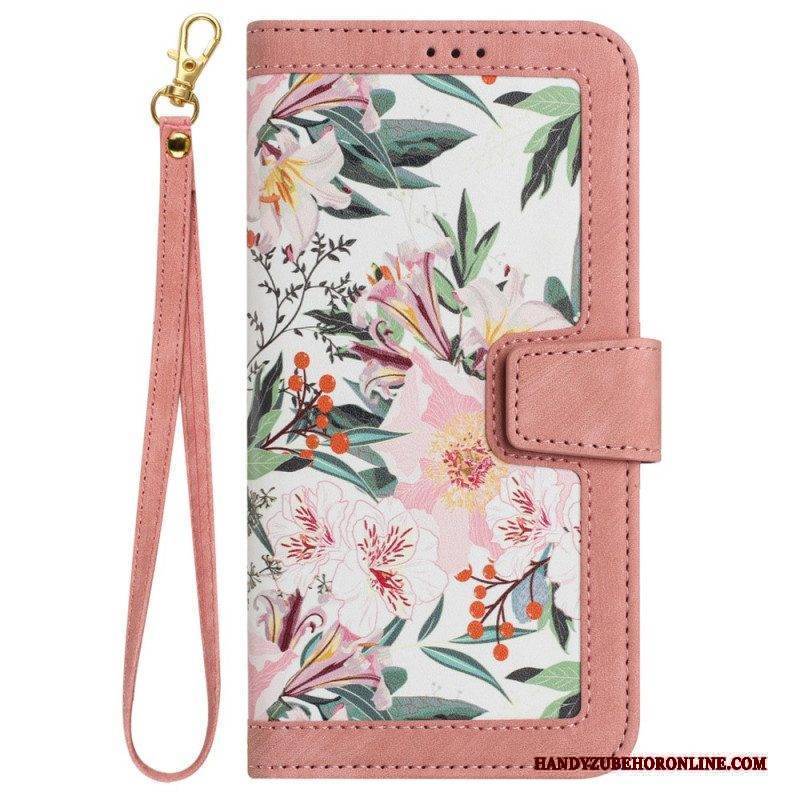 Lederhüllen Für iPhone 15 Plus Luxusblumen