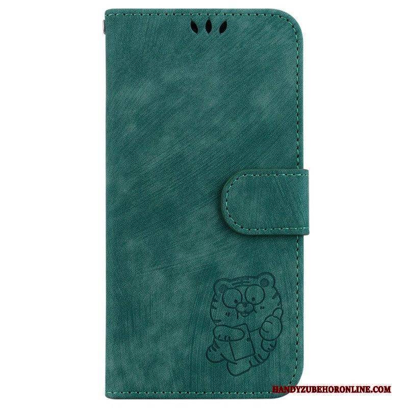 Lederhüllen Für iPhone 15 Pro Süßer Tiger