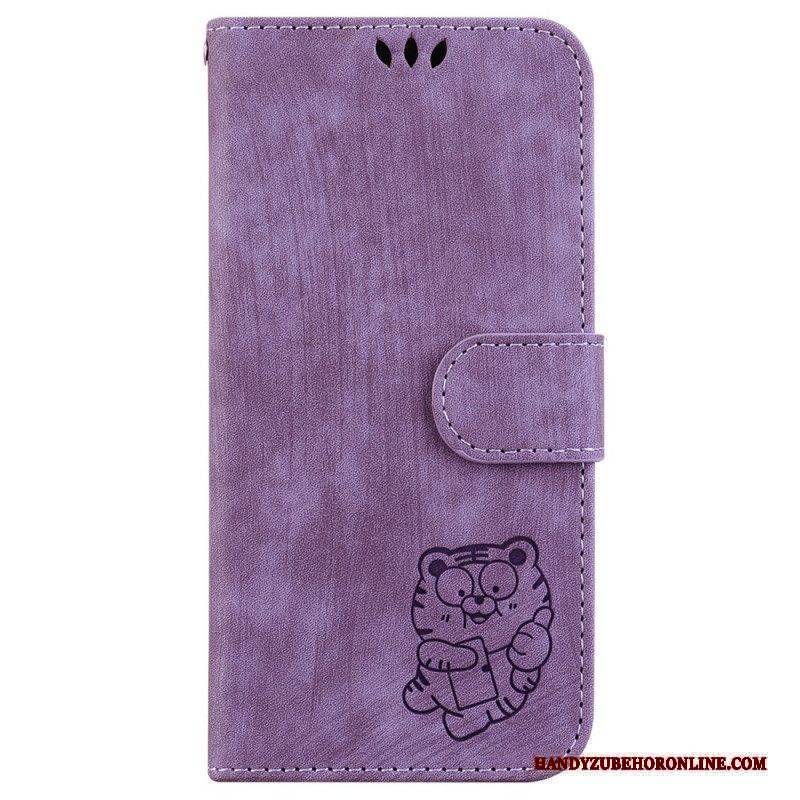Lederhüllen Für iPhone 15 Pro Süßer Tiger