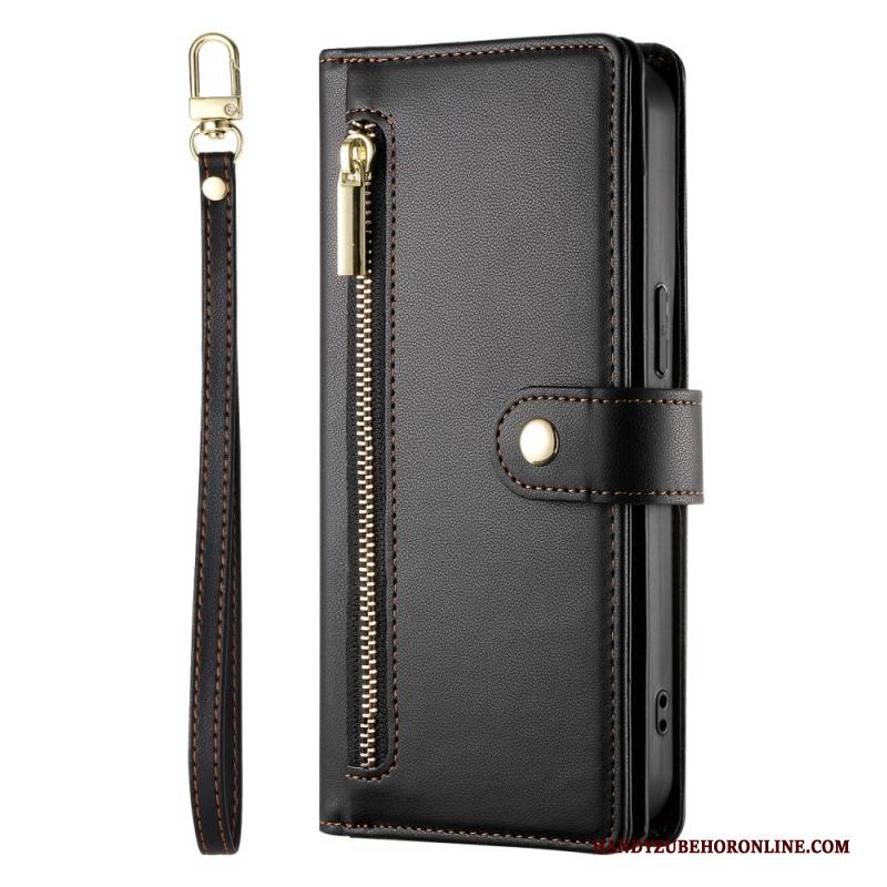 Lederhüllen Für iPhone 17 Geldbörse Mit Reißverschlussfach Und Riemen