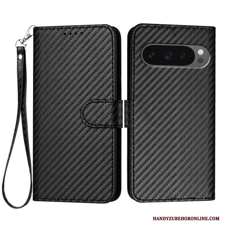 Lederhüllen Google Pixel 10 / 10 Pro Carbonfaser Mit Riemen