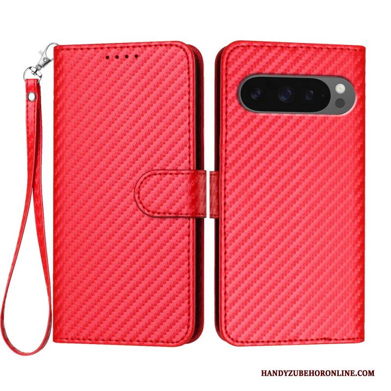 Lederhüllen Google Pixel 10 / 10 Pro Carbonfaser Mit Riemen