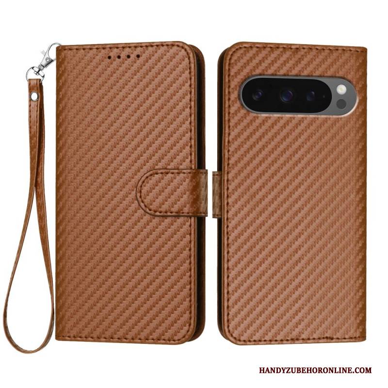 Lederhüllen Google Pixel 10 / 10 Pro Carbonfaser Mit Riemen