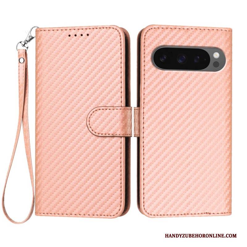 Lederhüllen Google Pixel 10 Pro Xl Handyhülle Carbonfaser Mit Riemen
