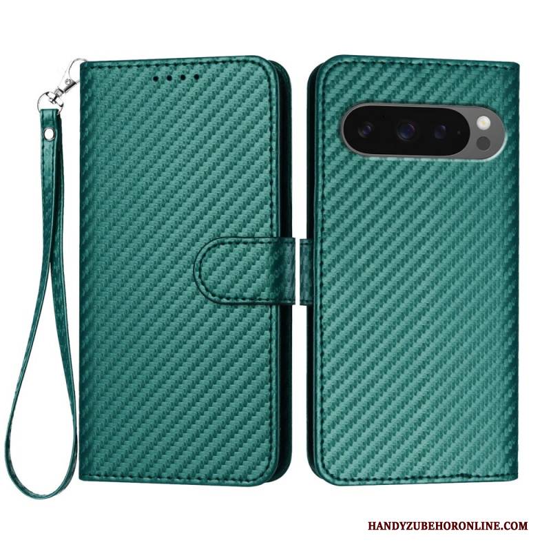 Lederhüllen Google Pixel 10 Pro Xl Handyhülle Carbonfaser Mit Riemen