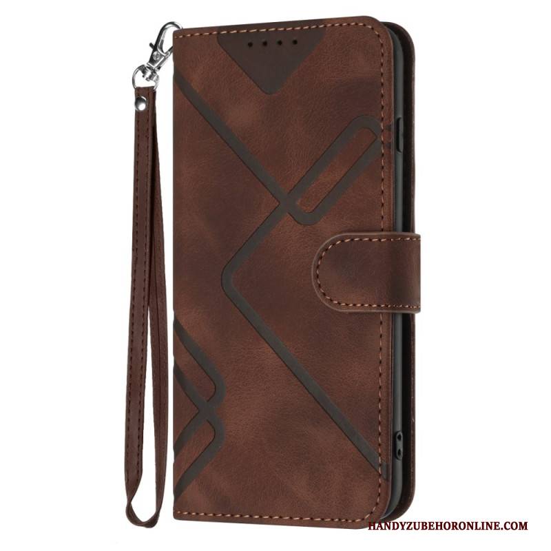 Lederhüllen Google Pixel 10 Pro Xl Handyhülle Geometrische Linien Mit Riemen