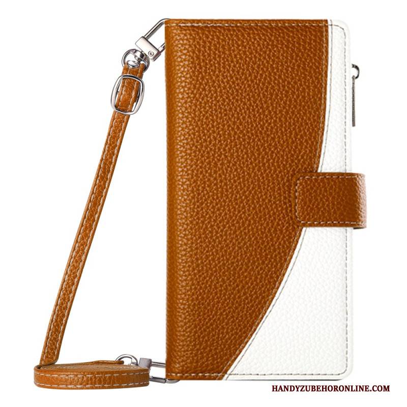 Lederhüllen Google Pixel 10a Handyhülle Zweifarbige Geldbörse Mit Riemen