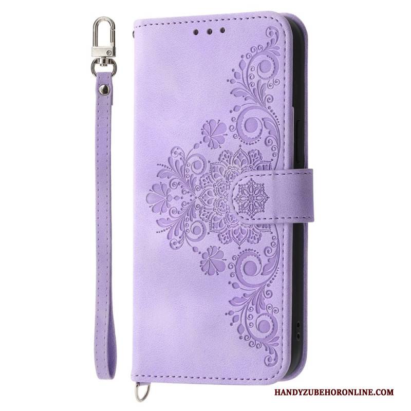 Lederhüllen Oneplus 13r Handyhülle Geldbörse In Wildleder-spitzenoptik Mit Riemen Und Schulterriemen