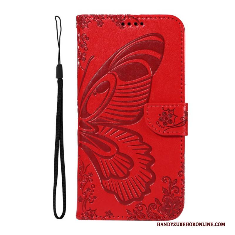 Lederhüllen Oneplus 13r Handyhülle Geldbörse Mit Schmetterlingsdesign Und Riemen