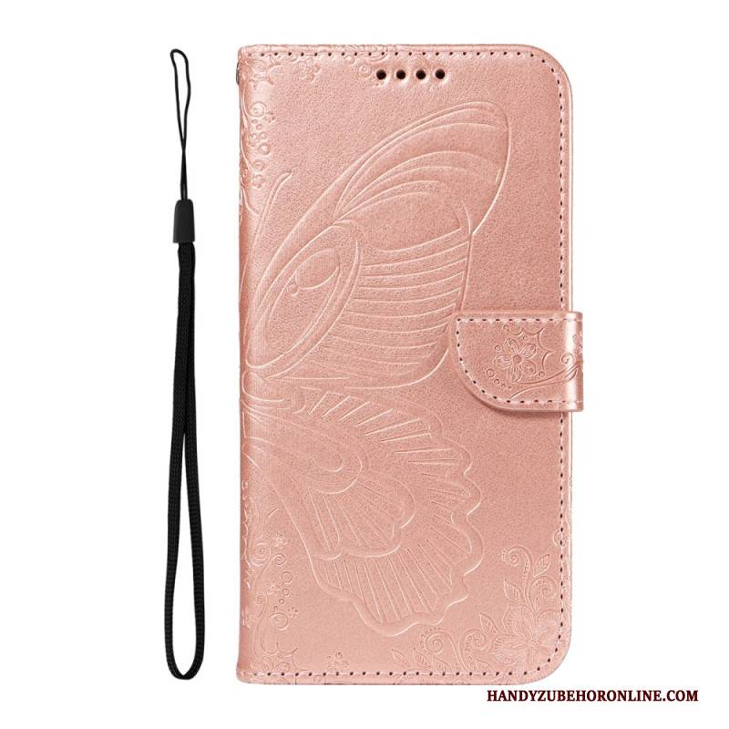 Lederhüllen Oneplus 13r Handyhülle Geldbörse Mit Schmetterlingsdesign Und Riemen