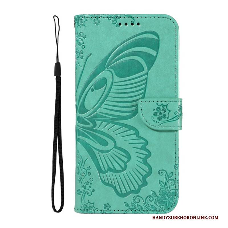 Lederhüllen Oneplus 13r Handyhülle Geldbörse Mit Schmetterlingsdesign Und Riemen