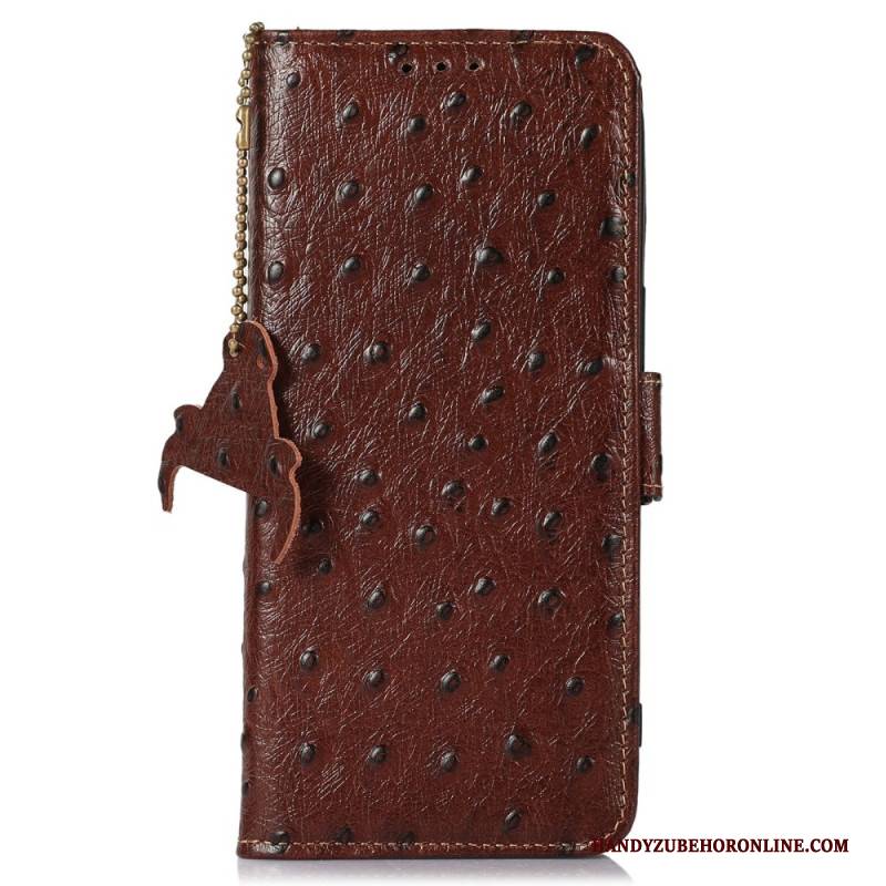 Lederhüllen Oneplus 13r Handyhülle Rfid-schutz Straußenleder