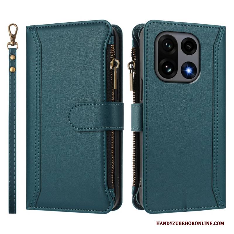 Lederhüllen Oneplus 15 Handyhülle Geldbörse Mit 9 Kartenfächern Und Riemen