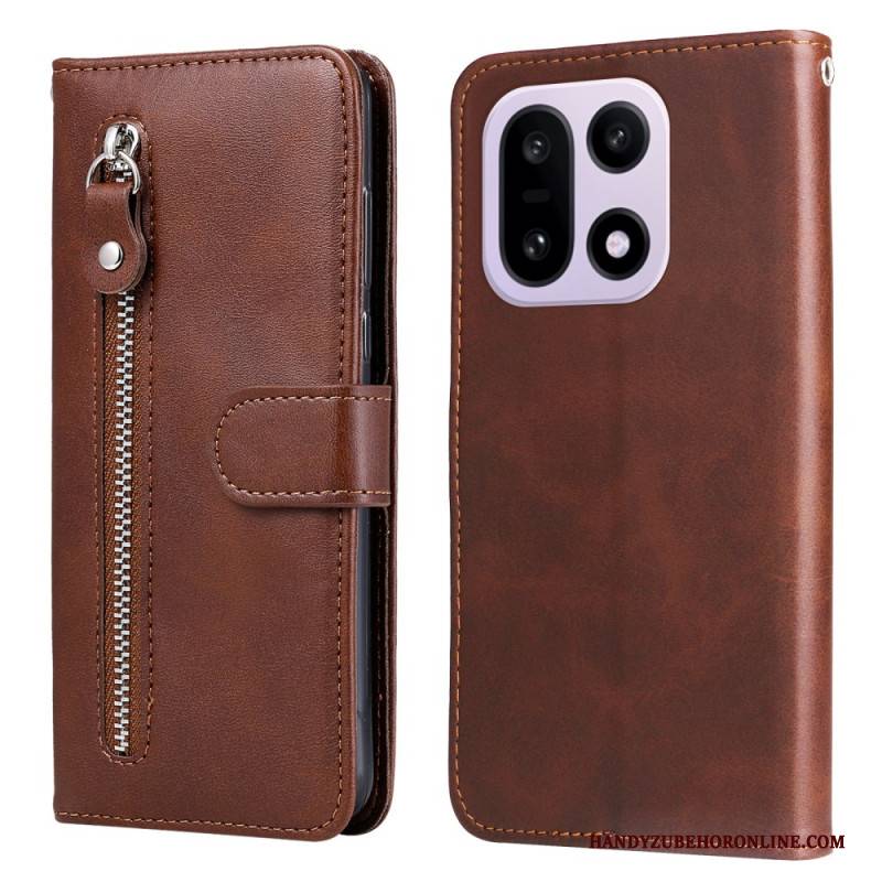 Lederhüllen Oneplus 15 Handyhülle Reißverschlusstasche