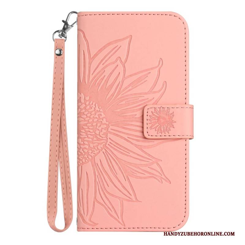 Lederhüllen Oneplus 15 Handyhülle Sonnenblumenmuster Mit Riemen