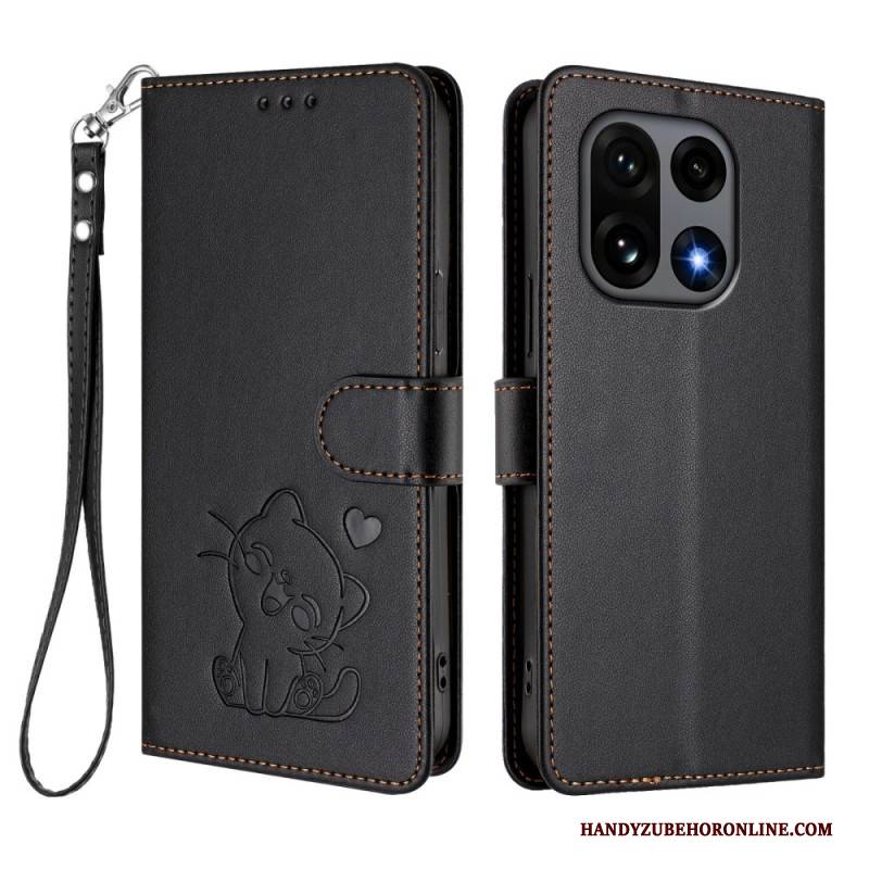 Lederhüllen Oneplus 15 Kleine Katze Mit Riemen