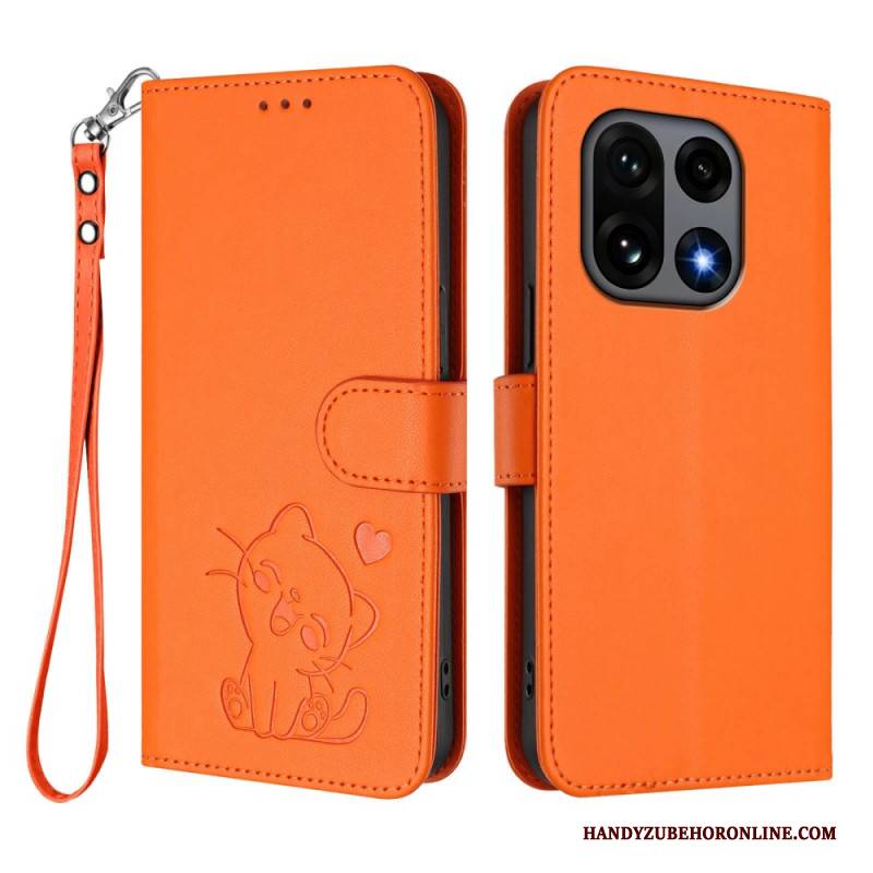 Lederhüllen Oneplus 15 Kleine Katze Mit Riemen