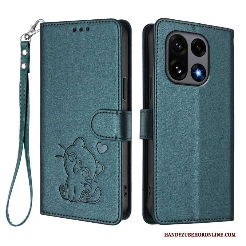 Lederhüllen Oneplus 15 Kleine Katze Mit Riemen