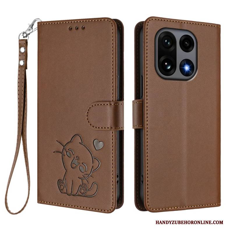 Lederhüllen Oneplus 15 Kleine Katze Mit Riemen