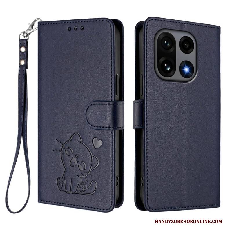 Lederhüllen Oneplus 15 Kleine Katze Mit Riemen