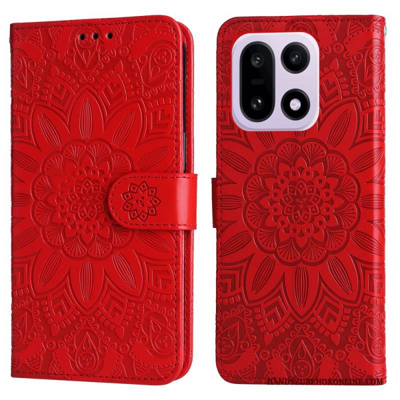 Lederhüllen Oneplus 15 Sonnenblumenmuster