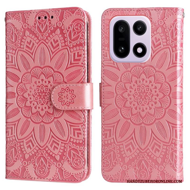 Lederhüllen Oneplus 15 Sonnenblumenmuster