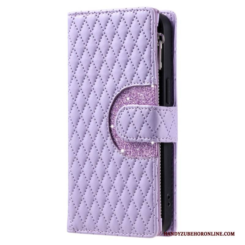 Lederhüllen Oneplus 15r Handyhülle Gesteppte Pailletten-geldbörse