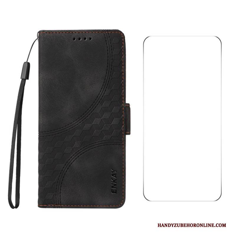 Lederhüllen Oneplus Nord 4 Handyhülle Muster Mit Displayschutzfolie Aus Gehärtetem Glas