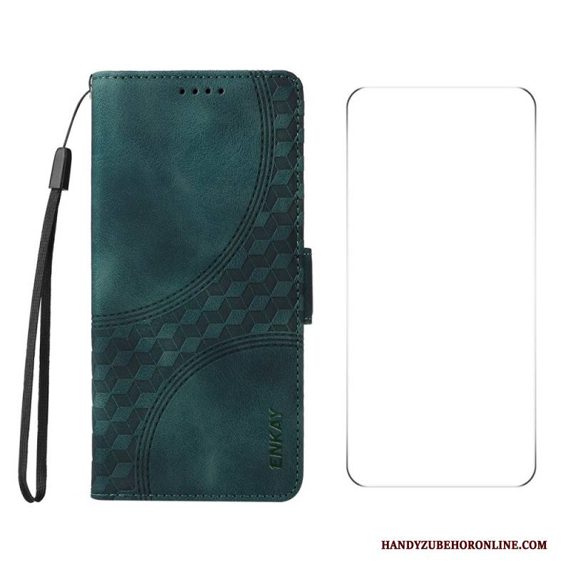 Lederhüllen Oneplus Nord 4 Handyhülle Muster Mit Displayschutzfolie Aus Gehärtetem Glas