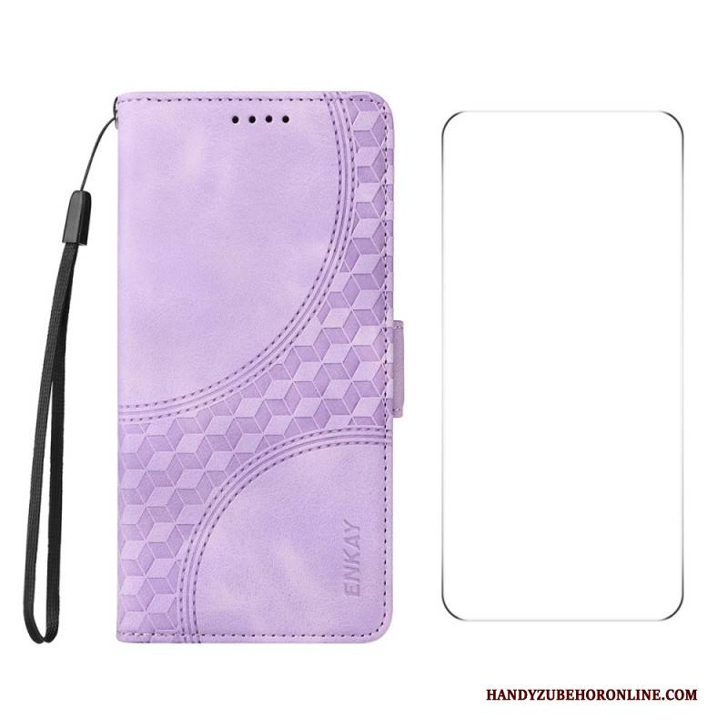 Lederhüllen Oneplus Nord 4 Handyhülle Muster Mit Displayschutzfolie Aus Gehärtetem Glas