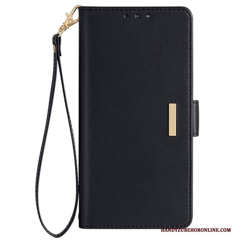 Lederhüllen Oneplus Nord 5 Handyhülle Goldener Verschluss Und Trageband