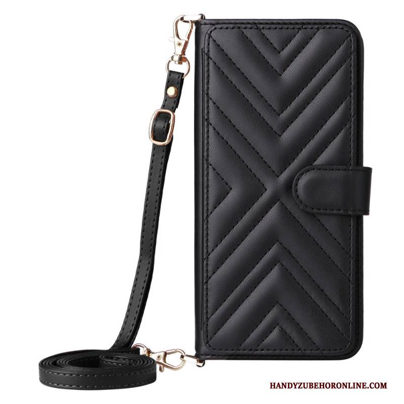 Lederhüllen Oppo Reno 14 Pro 5g Gesteppt Mit Trageriemen Und Handschlaufe