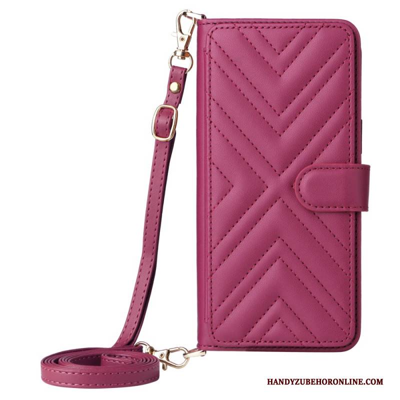 Lederhüllen Oppo Reno 14 Pro 5g Gesteppt Mit Trageriemen Und Handschlaufe