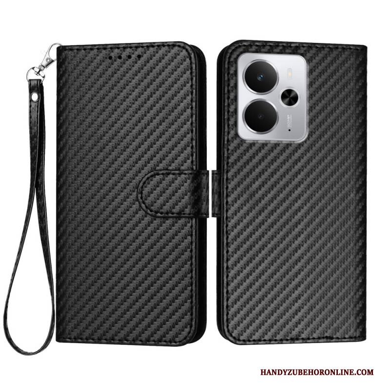 Lederhüllen Realme 14 5g Carbonfaser Mit Riemen