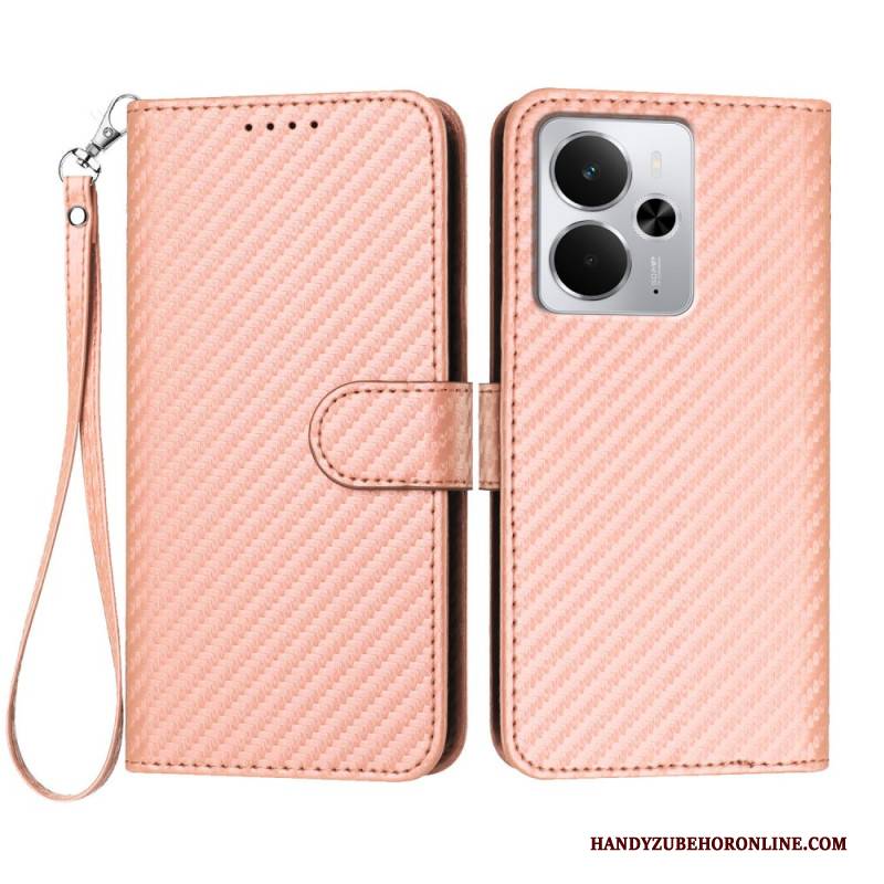 Lederhüllen Realme 14 5g Carbonfaser Mit Riemen