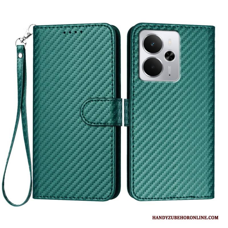 Lederhüllen Realme 14 5g Carbonfaser Mit Riemen