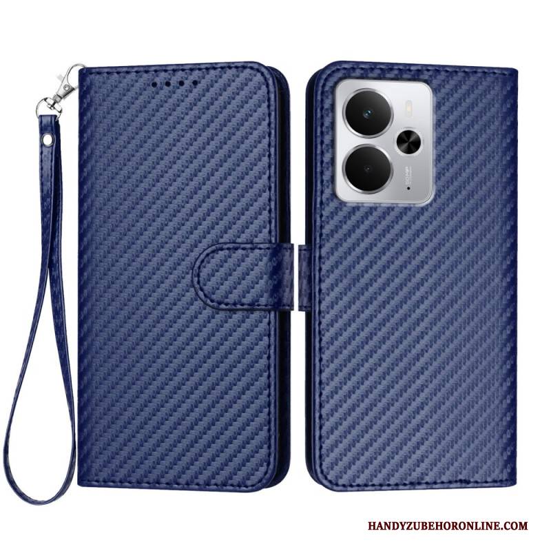Lederhüllen Realme 14 5g Carbonfaser Mit Riemen