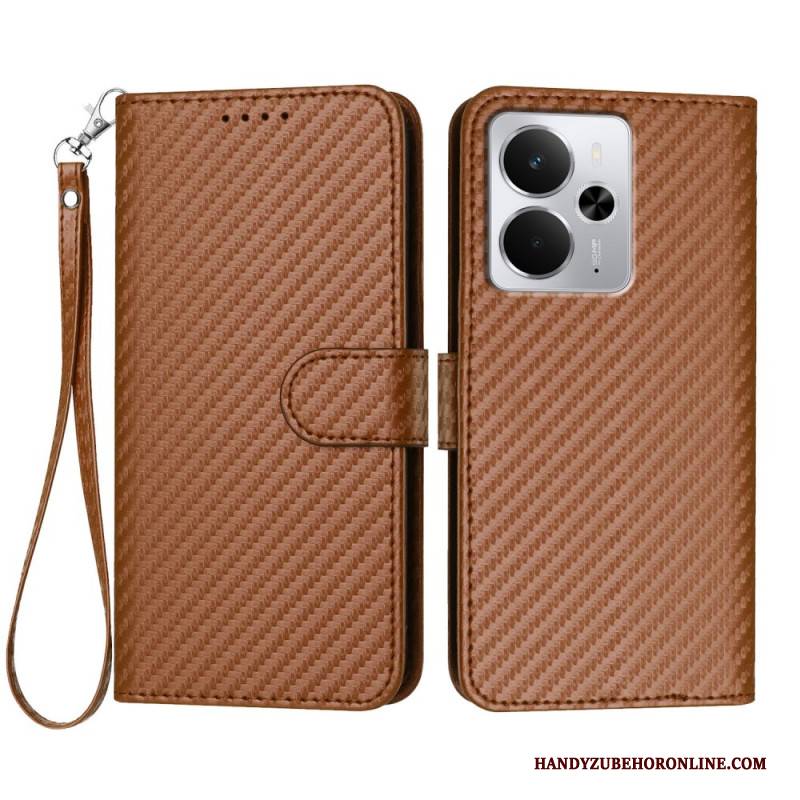 Lederhüllen Realme 14 5g Carbonfaser Mit Riemen